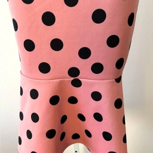 Haute Monde Skirt Large Retro Pink Polka Dot Peplum Soft Academia Parisian Chic - Picture 11 of 11